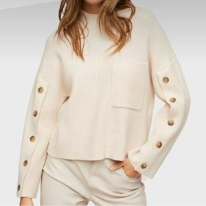 Mango High Neck Button Detail Ecru Sweater